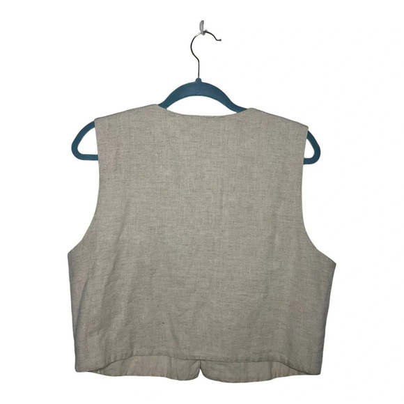 Vintage Linen Oatmeal Needlepoint Vest M - Picture 3 of 4